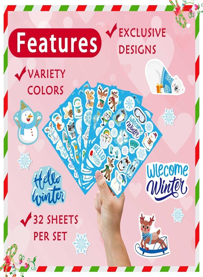 DUJAA 576 Pcs Winter Stickers for Kids, Winter Holiday Stickers with Snowflake Penguin Snowman Polar Bear, Hello Winter Themed Stickers Envelopes Christmas Party Classroom Decor - Image 2